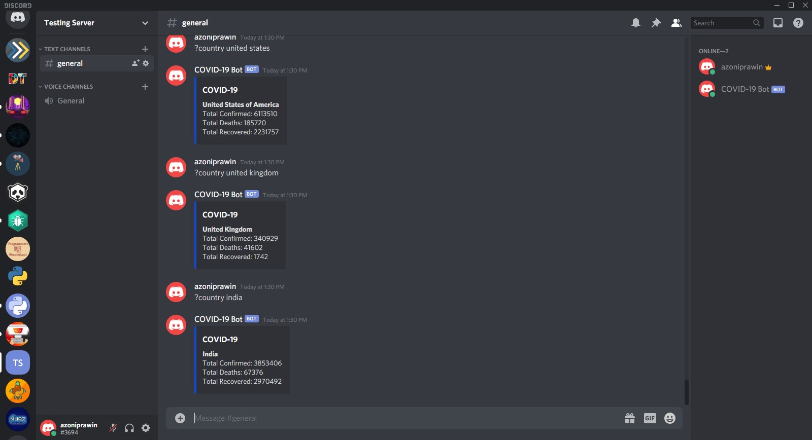 GitHub - azoniprawin/COVID-19-Discord-Bot: A Simple Discord bot that ...