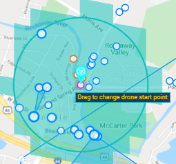 Drone coverage start marker