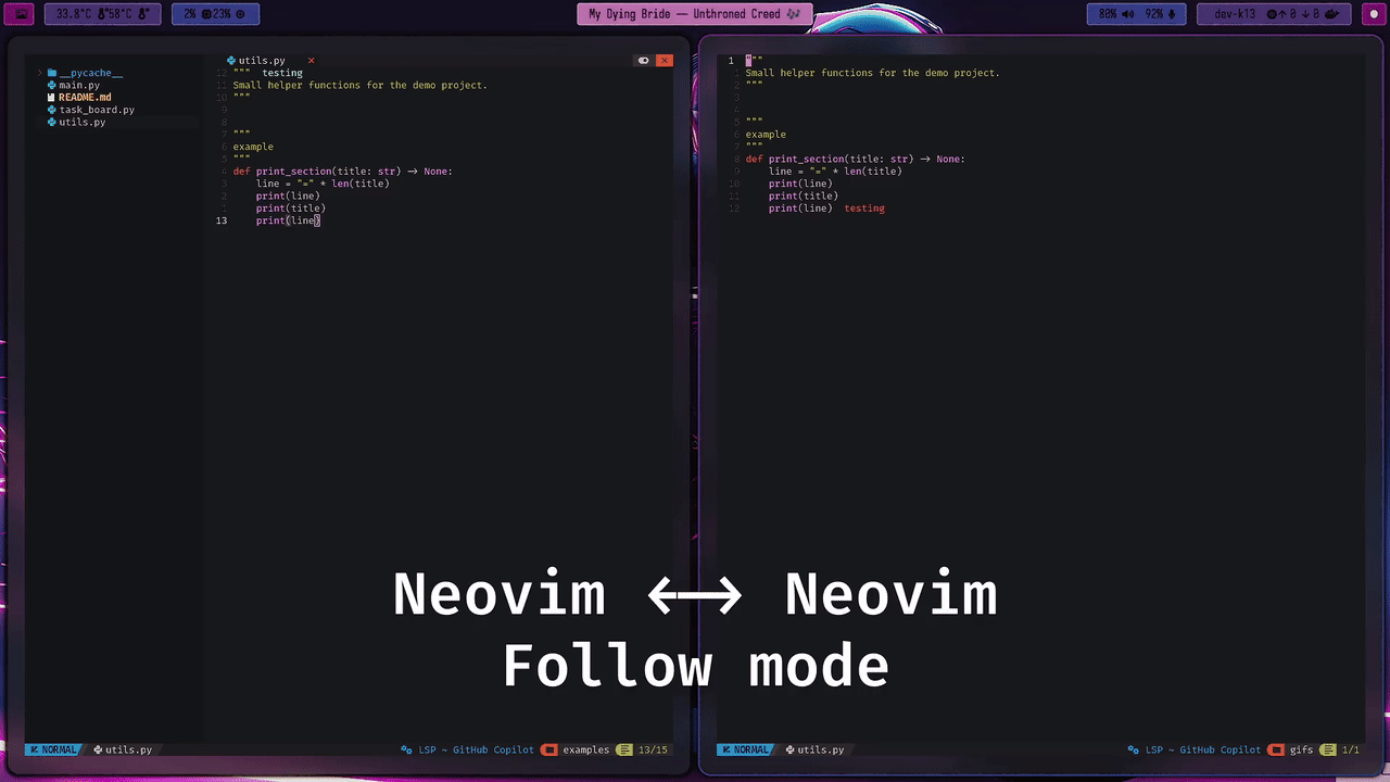 Neovim Follow Mode