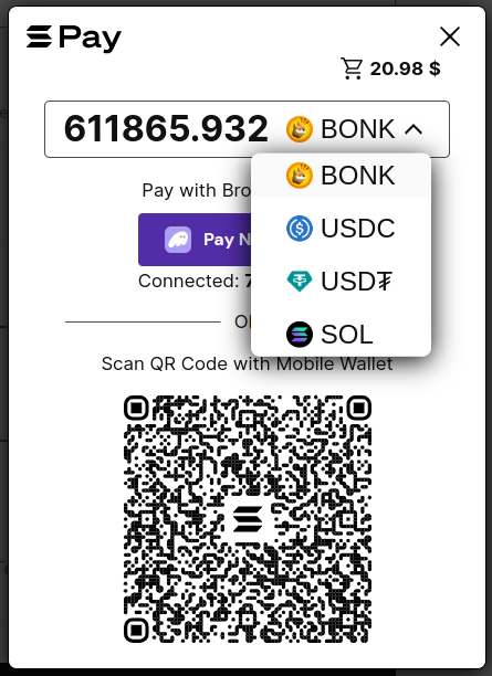 WC Solana Pay demo screenshot