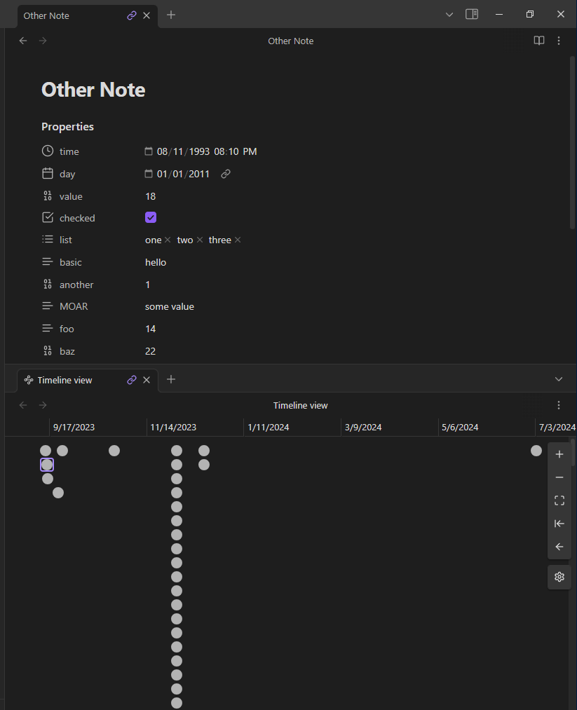 linked timeline tab