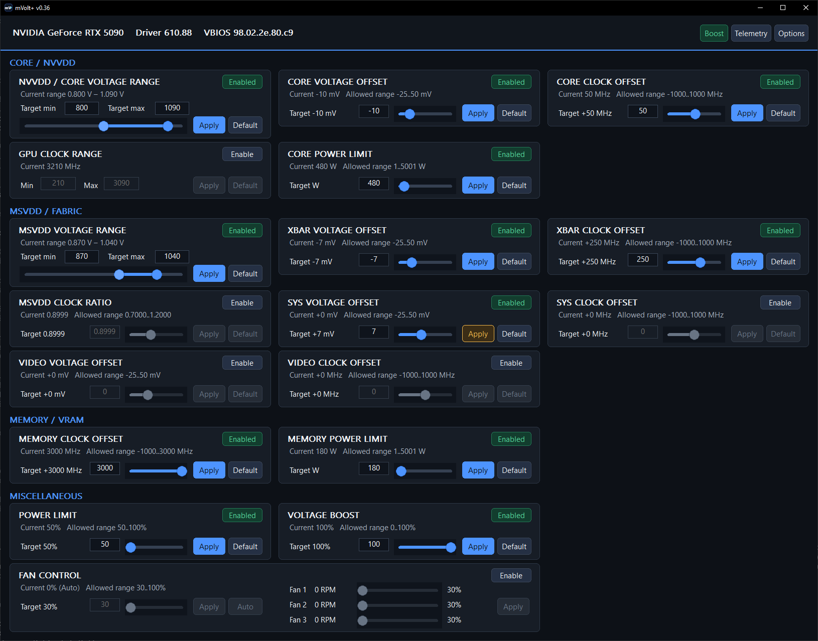 mVolt+ 0.37 dashboard