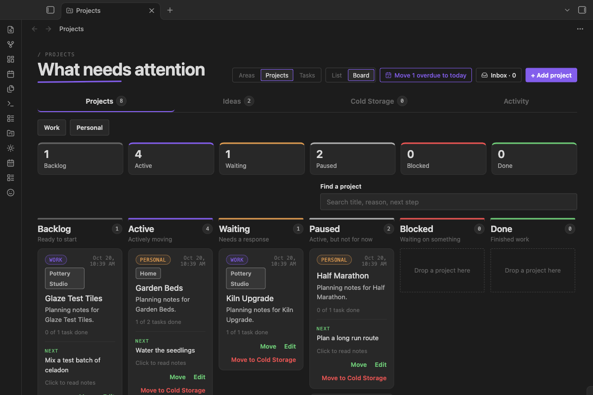 Projects as a board