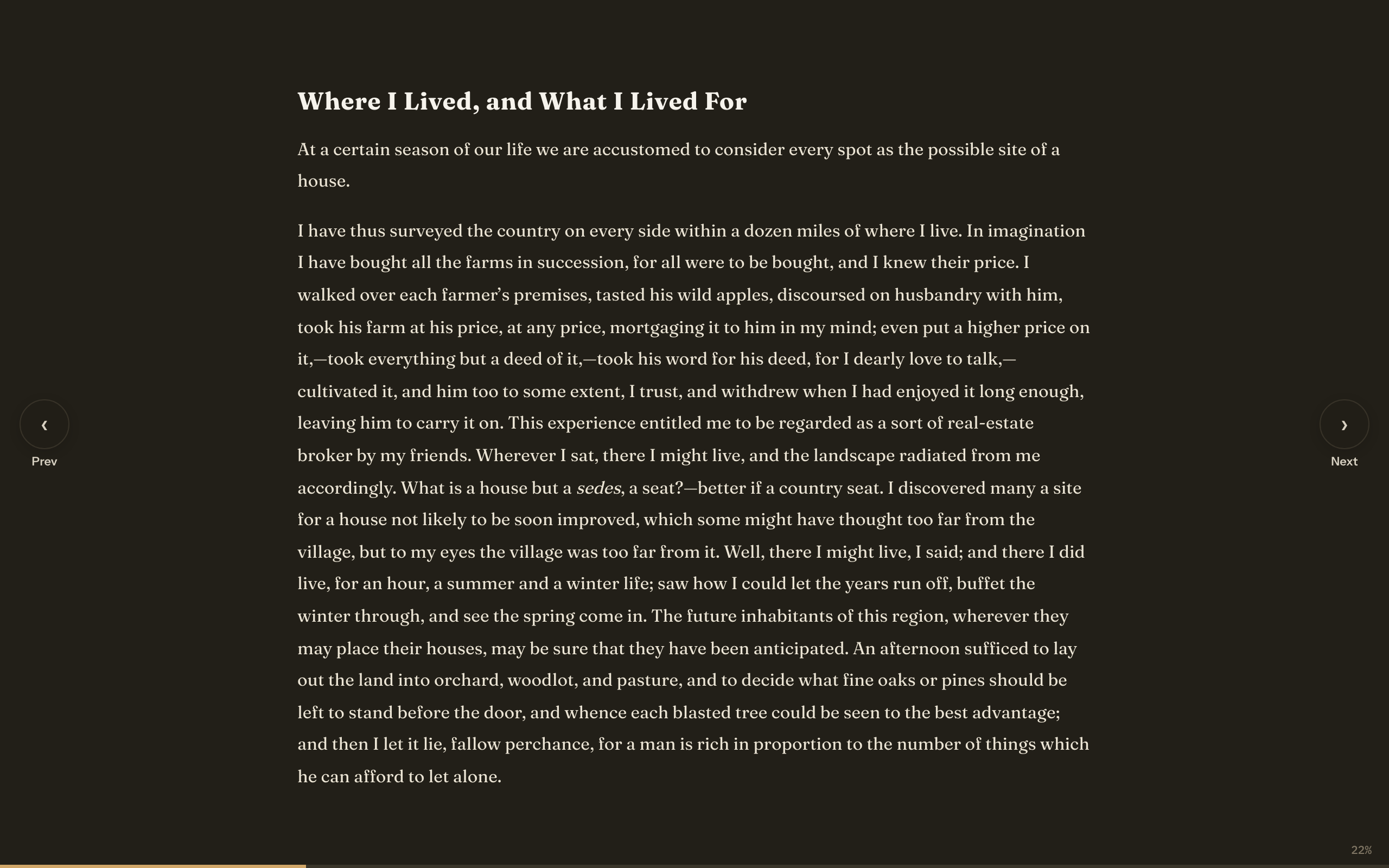 Full screen reading in dark mode