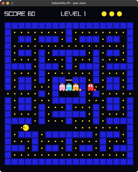 Pac-Man running under babashka