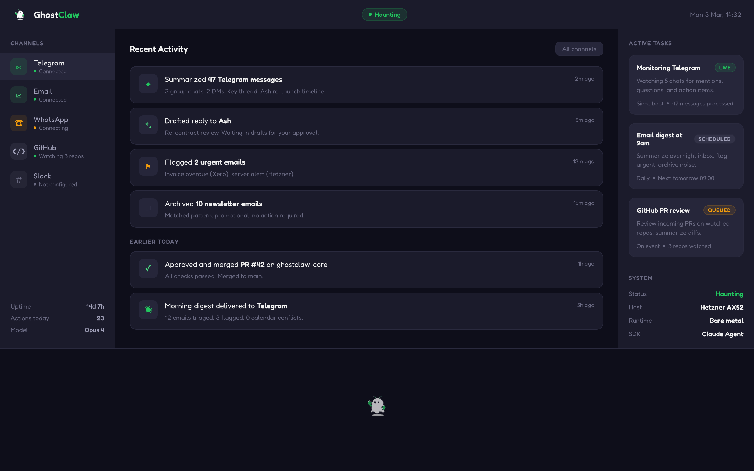 Mission Control dashboard