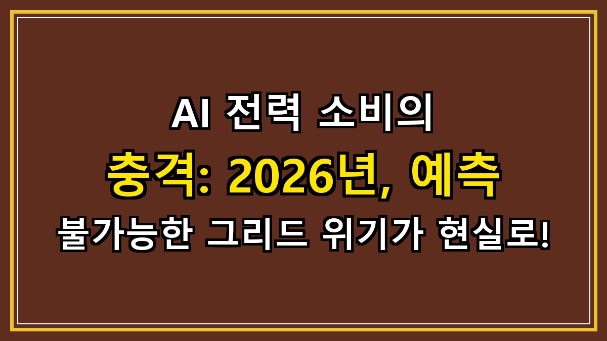 AI 전력 소비의 충격: 2026년, 예측 불가능한 그리드 위기가 현실로!