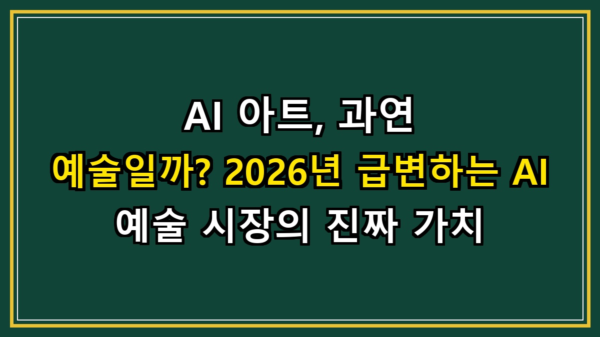 AI 아트, 과연 예술일까? 2026년 급변하는 AI 예술 시장의 진짜 가치