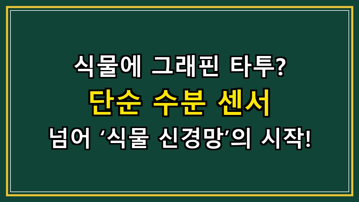 식물에 그래핀 타투? 단순 수분 센서 넘어 ‘식물 신경망’의 시작!