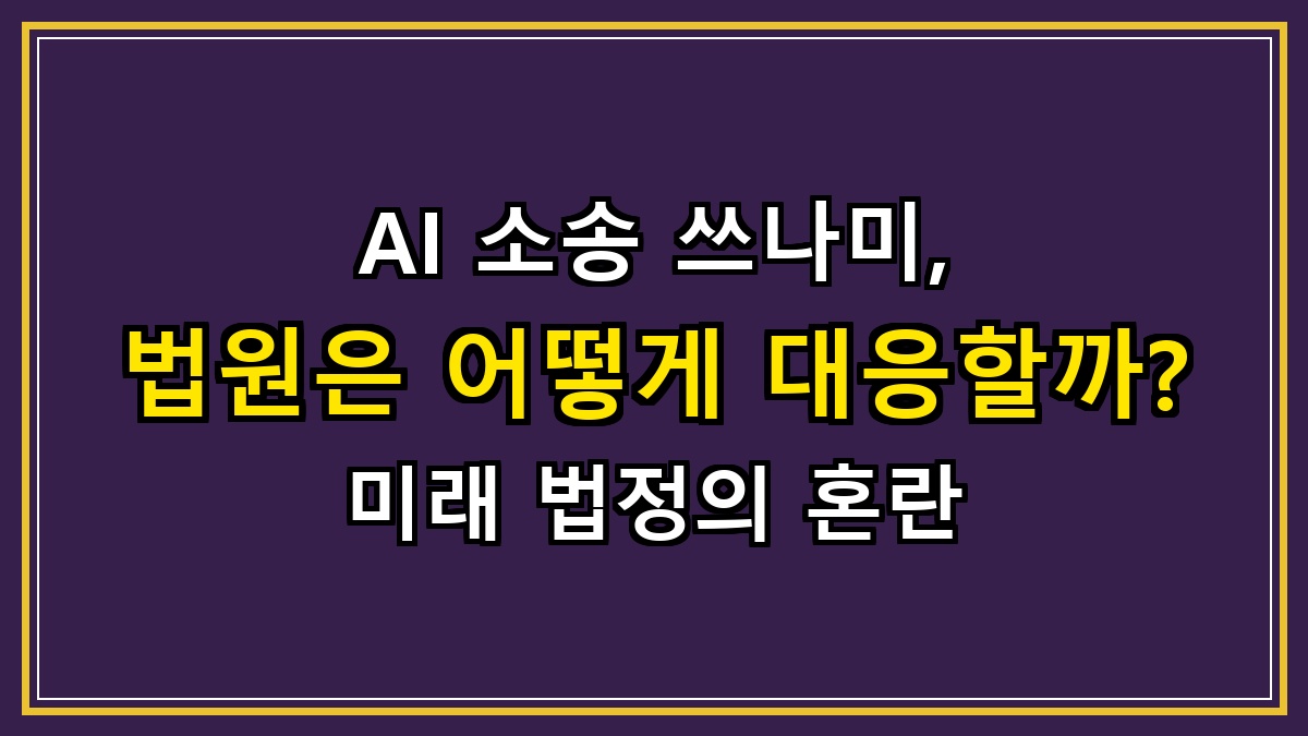 AI 소송 쓰나미, 법원은 어떻게 대응할까? 미래 법정의 혼란