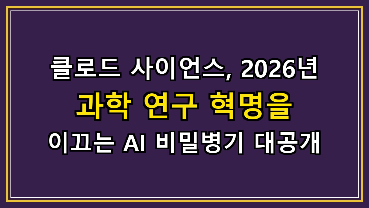 클로드 사이언스, 2026년 과학 연구 혁명을 이끄는 AI 비밀병기 대공개