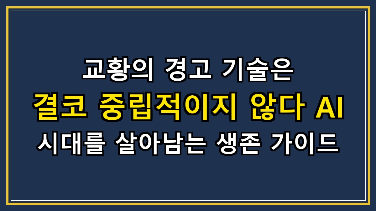 교황의 경고 기술은 결코 중립적이지 않다 AI 시대를 살아남는 생존 가이드