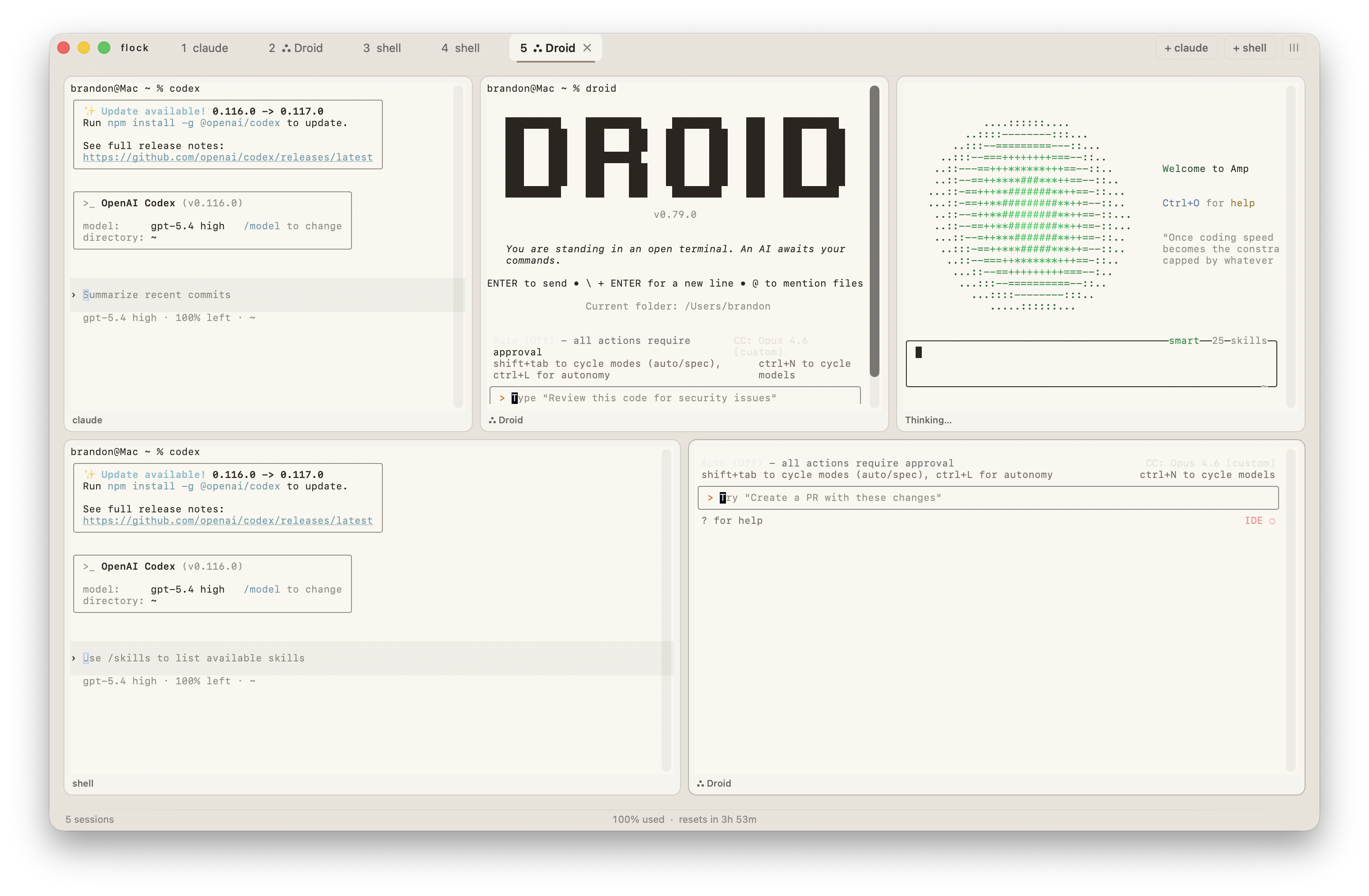 flock running 7 parallel sessions