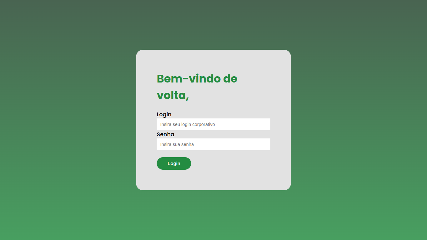 Página inicial de login do sistema