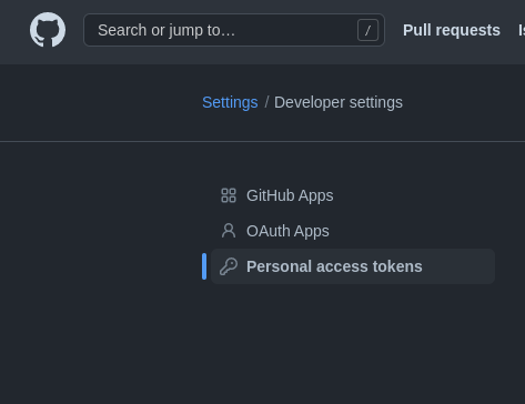 Settings -> Developer Settings -> Personal access token
