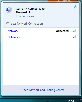 Windows 7 Network Flyout