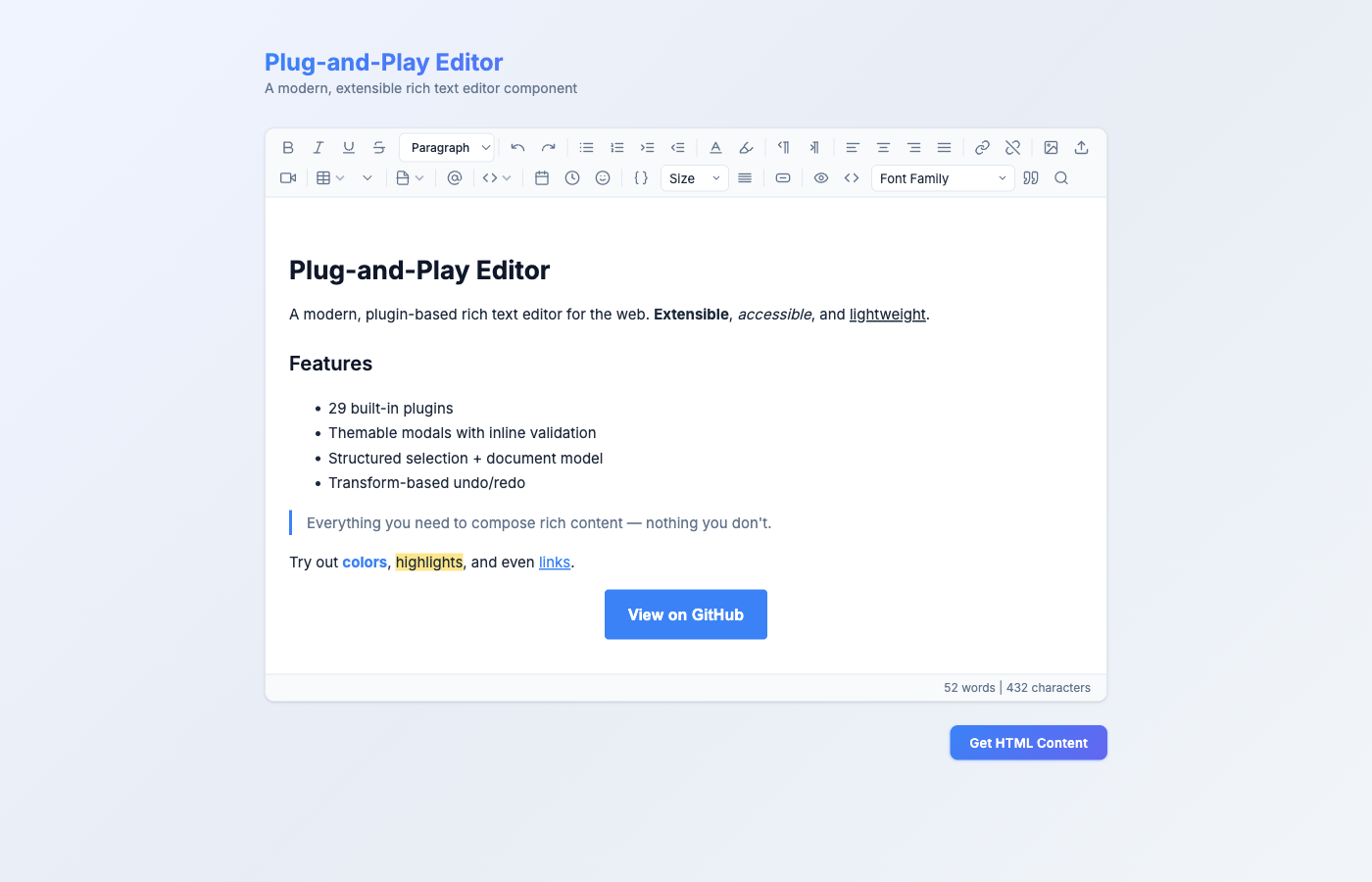 Plug-and-Play Editor screenshot