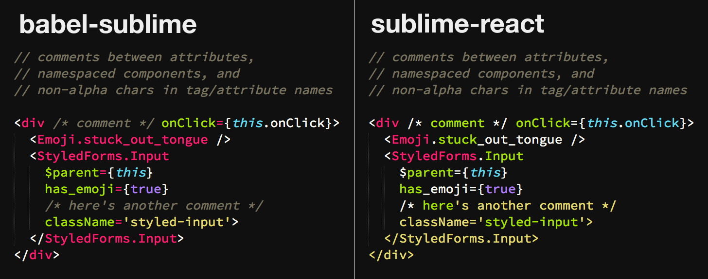 babel-sublime-vs-sublime-react--jsx-comments-etc