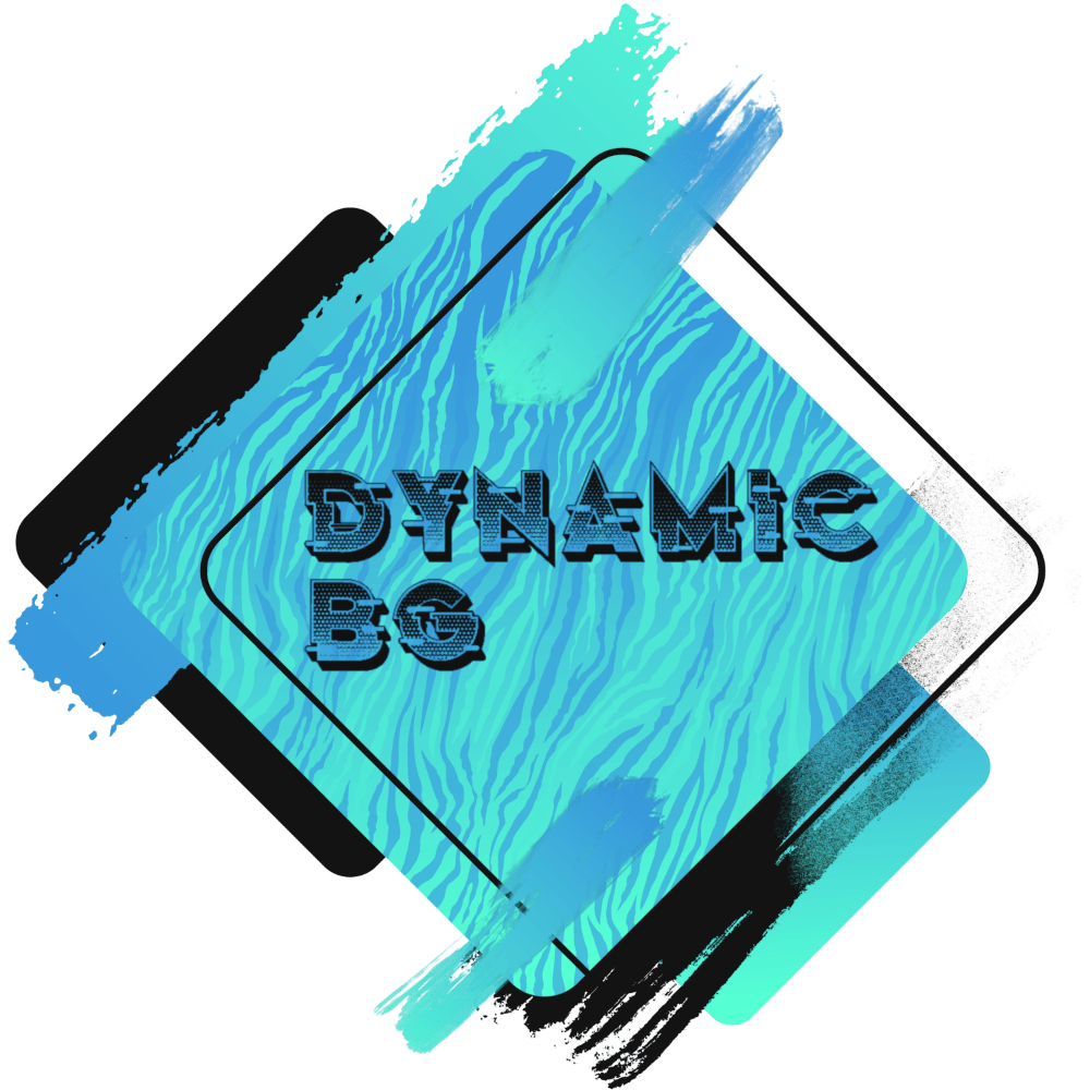 A blue and black logo for Dynamic BG