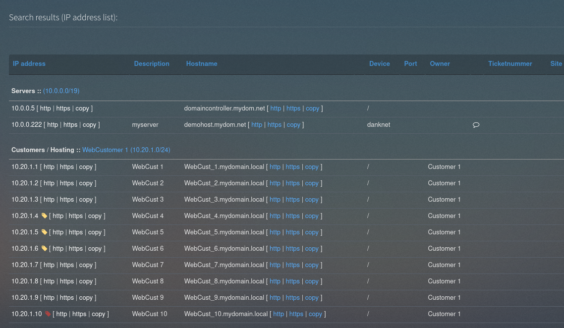 Example on search result