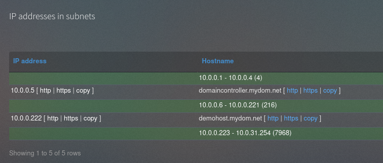 Example on subnet view