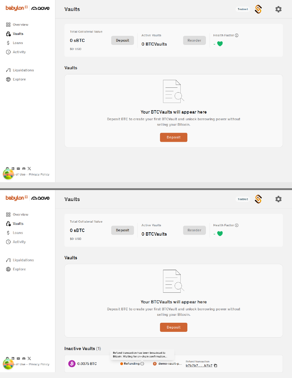 vaults-refunding--desktop, merge-base on top and this PR underneath