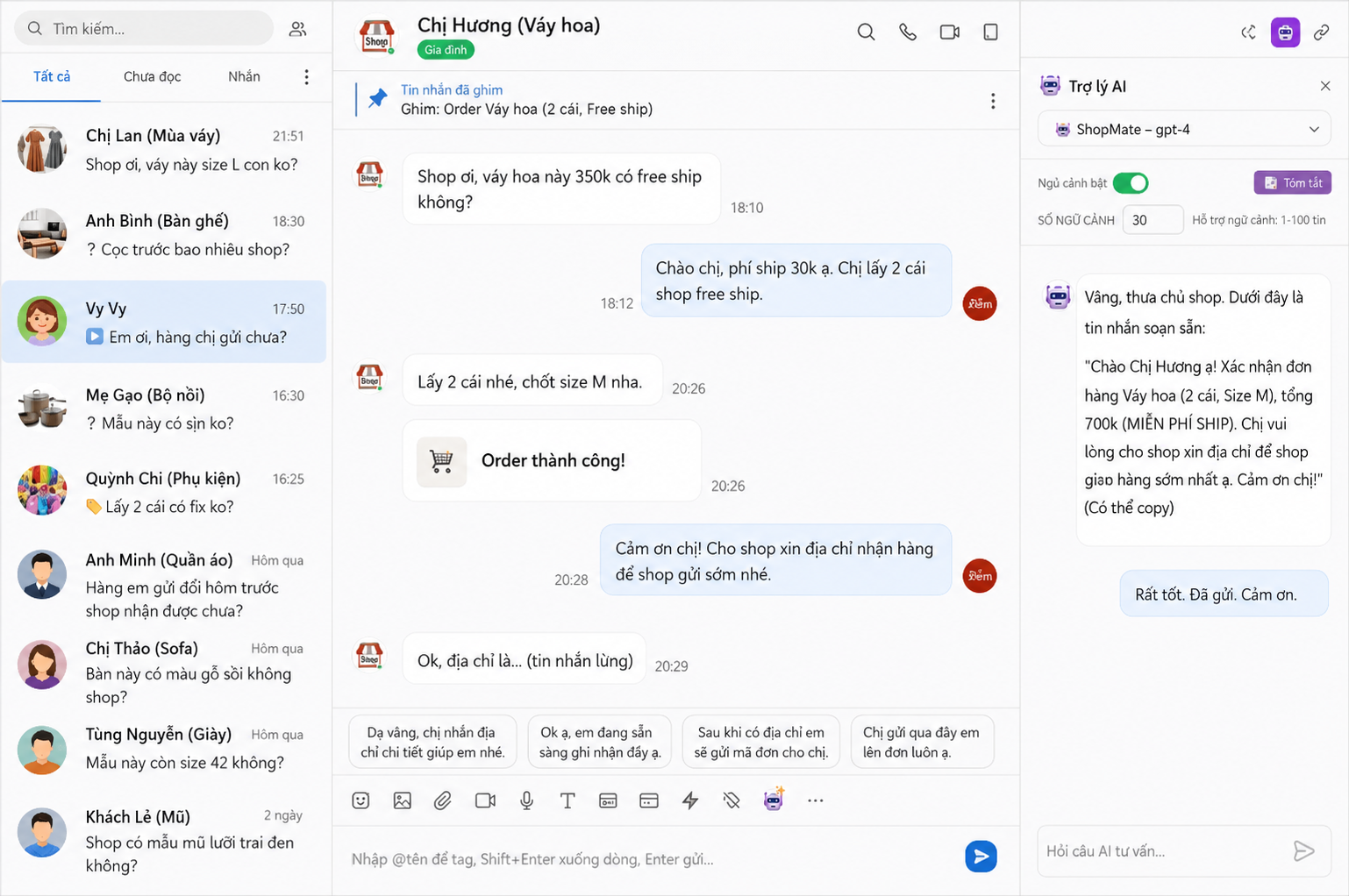 Giao diện chat tập trung trong Deplao