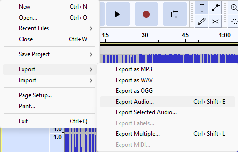 File > Export > Export Audio...