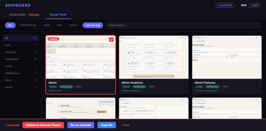 Visual Tests — Screenshot Grid