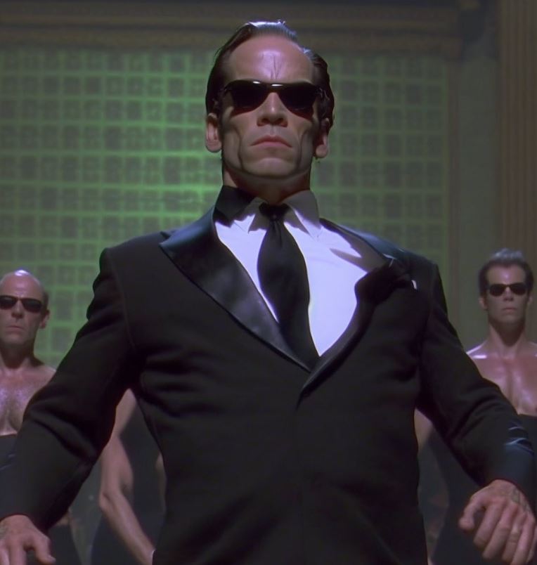 Fake misplaced test footage of the 80s “MATRIX“ Version by Alejandro Jodorowsky. Tommy Lee Jones as Agent Smith. Made by Infinite Odyssey Magazine using stable diffusion [Midjourney].