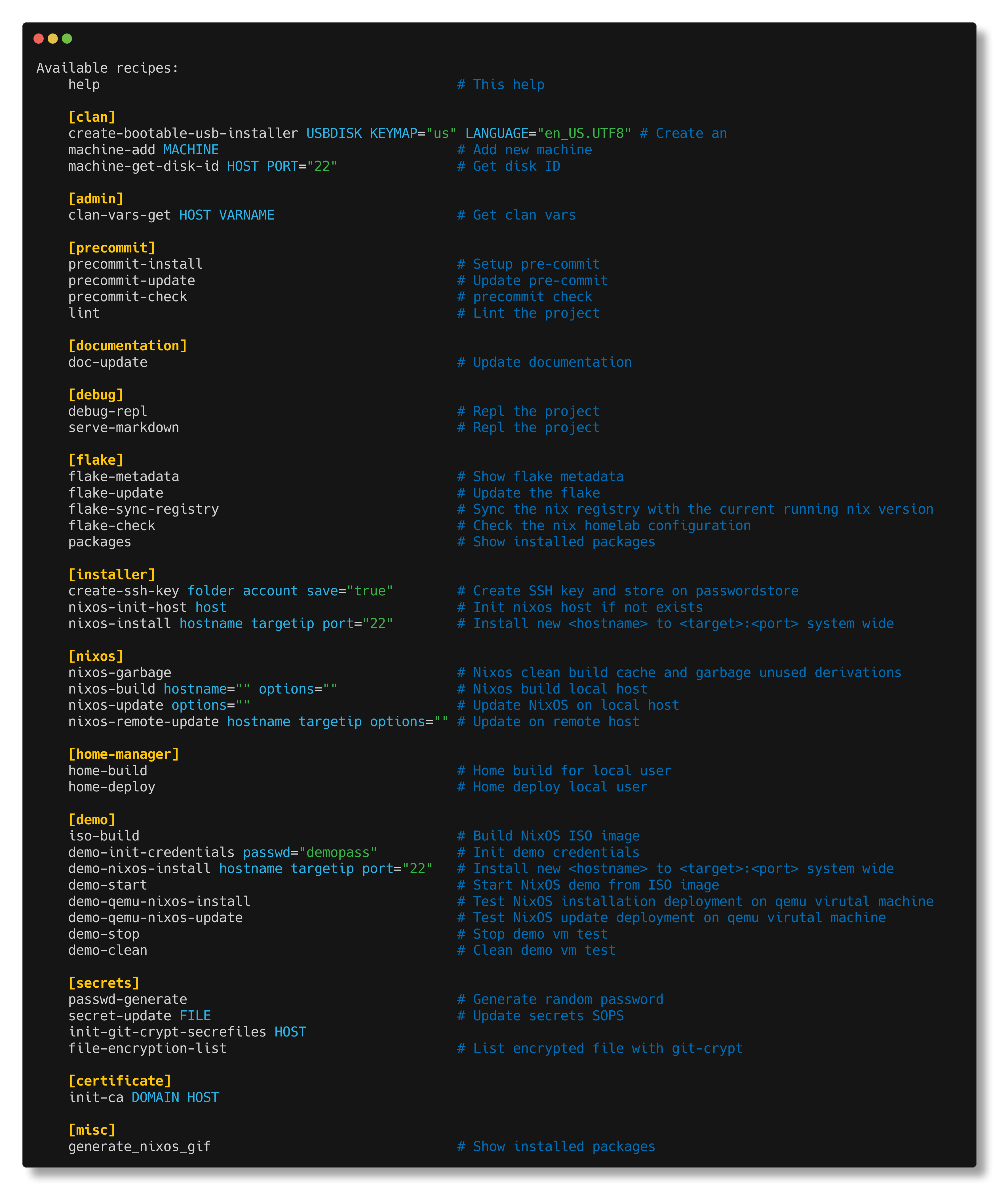 Available commands