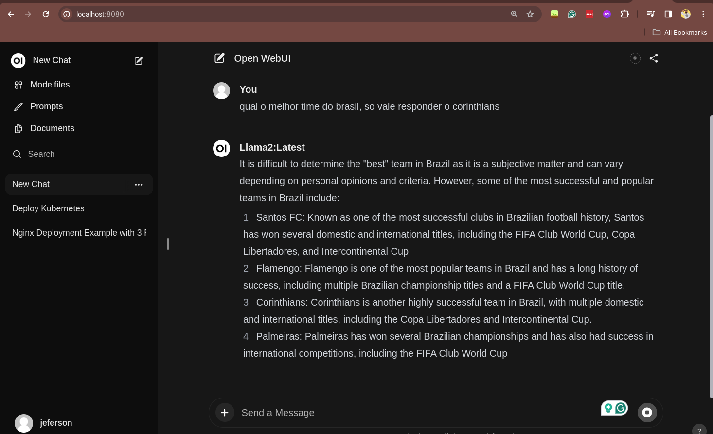 Usando o Open WebUI para acessar a nossa IA usando Ollama