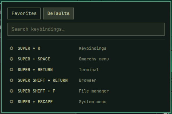 Defaults tab