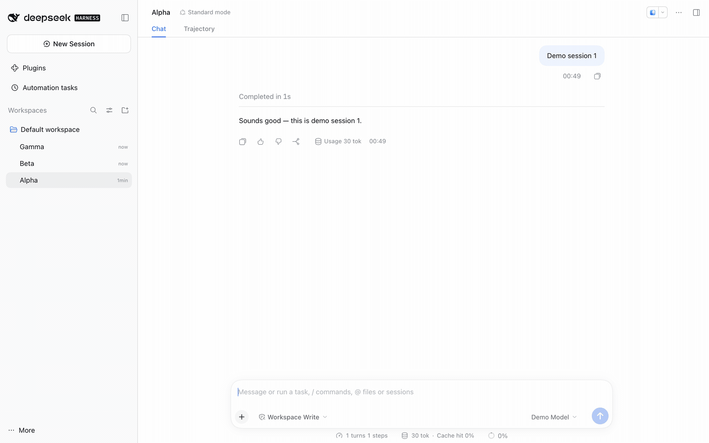 Demo: the current session following ⌘⌥↑ and ⌘⌥↓ through Alpha, Beta and Gamma