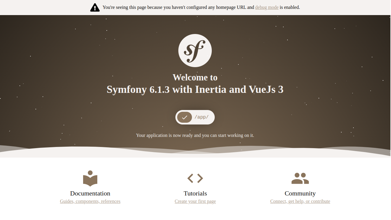 Symfony Inertia and Vue welcome