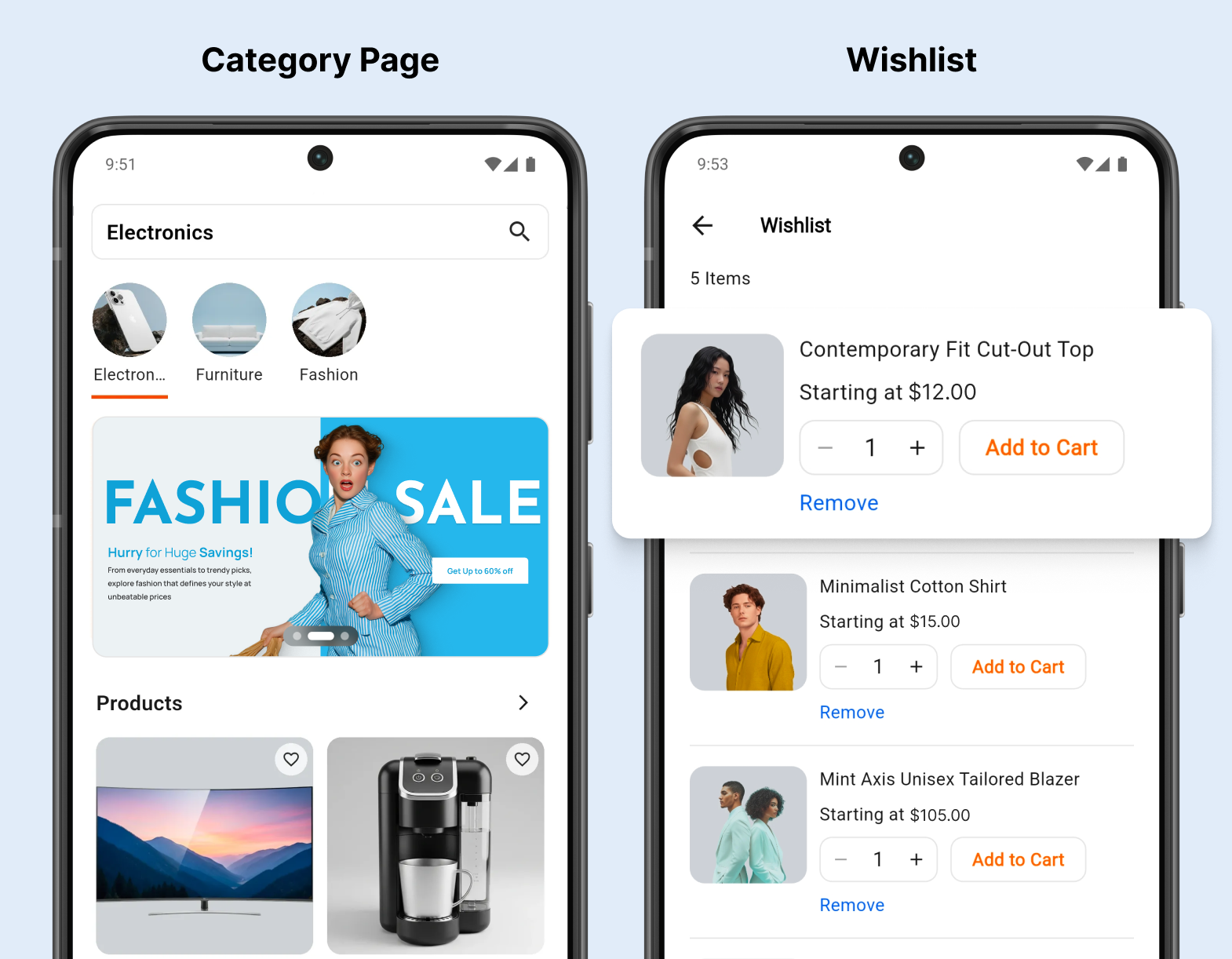 Wishlist and Product Category