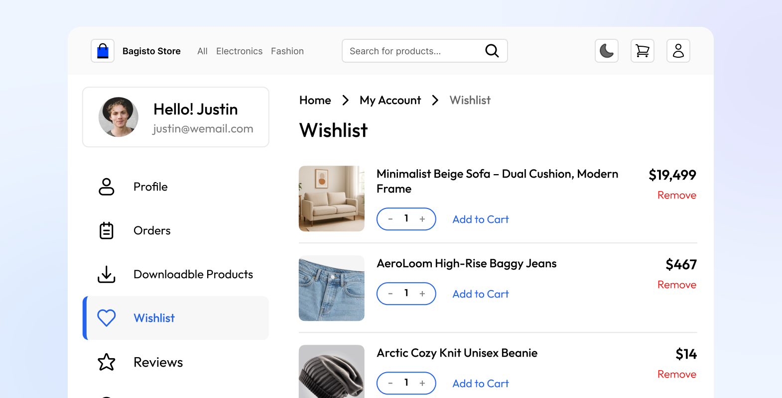 Customer wishlist
