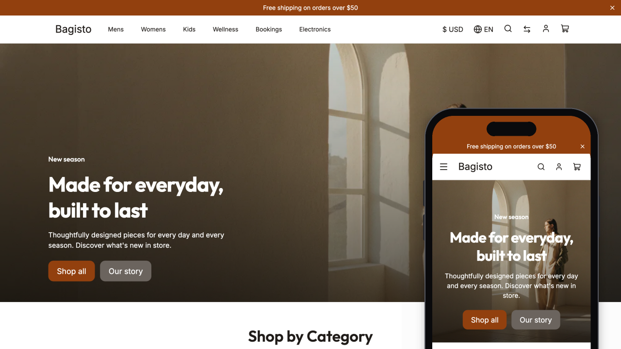 Visual Debut on desktop and mobile