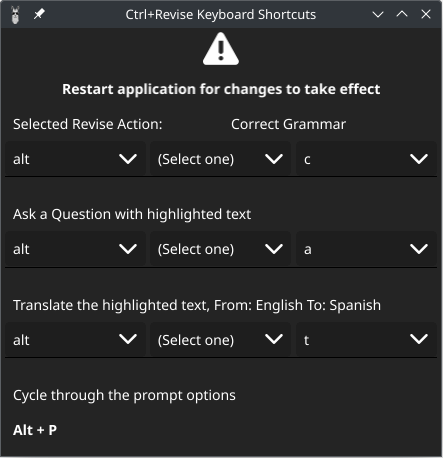 Shortcuts Window