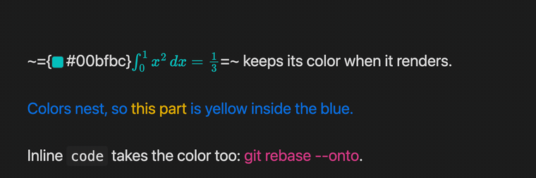 The same three lines in live preview and in reading mode, identical