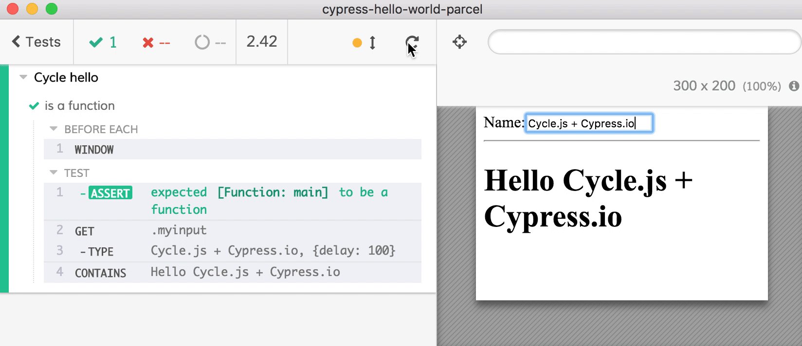 Cycle component in Cypress