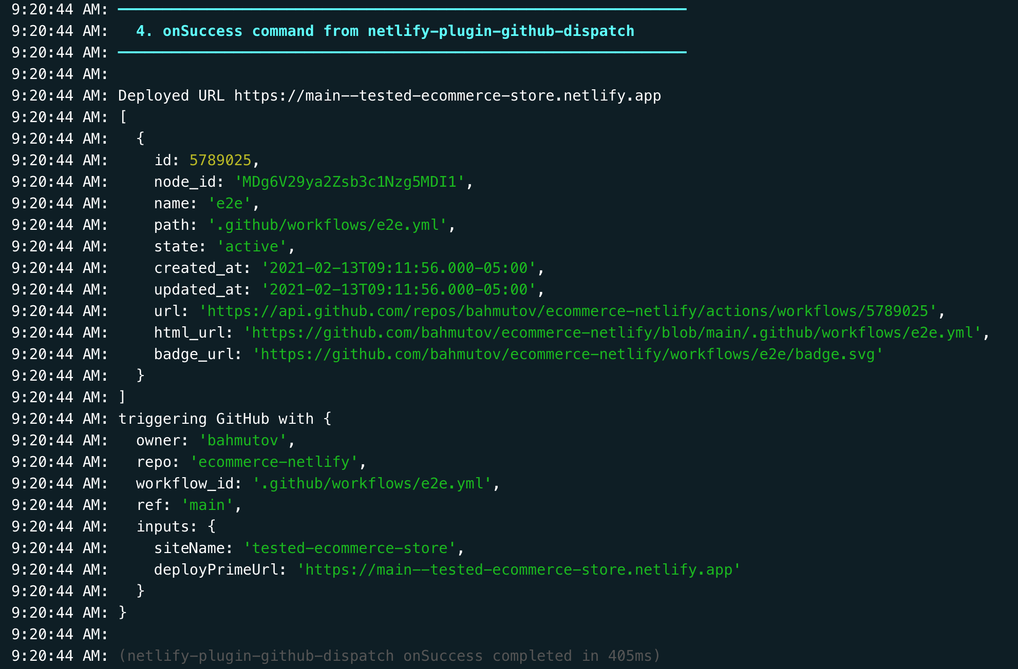 Deploy log messages from the plugin