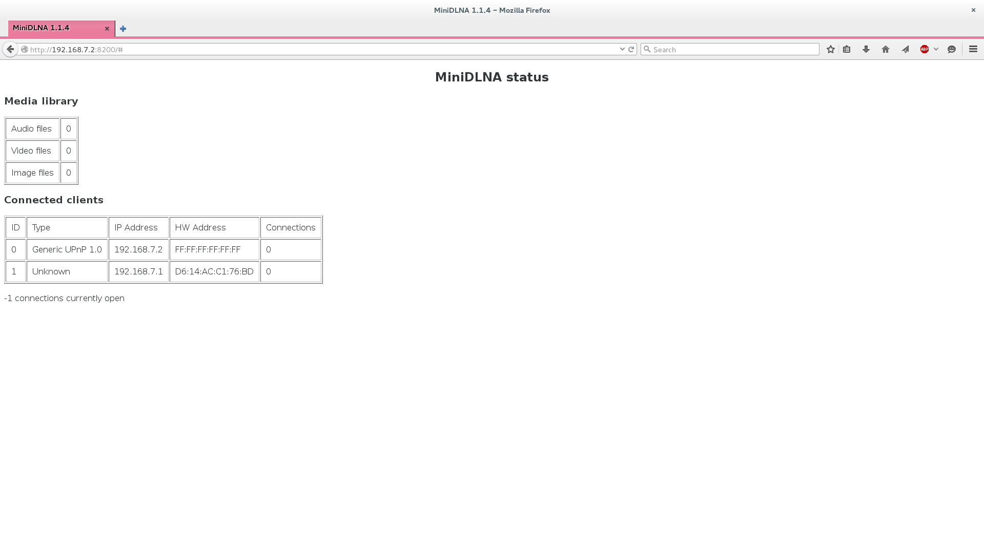 DLNA Server status 