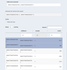 screen shot of the cell selection page