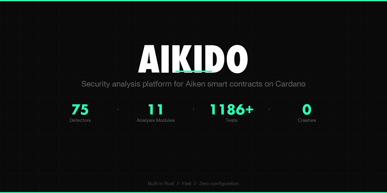 Aikido - Security analysis platform for Aiken smart contracts on Cardano
