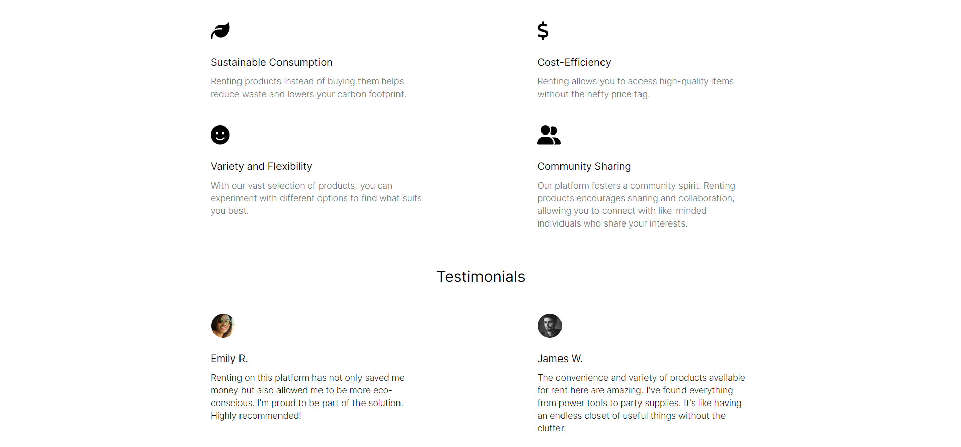 Homepage solution and Testimonials