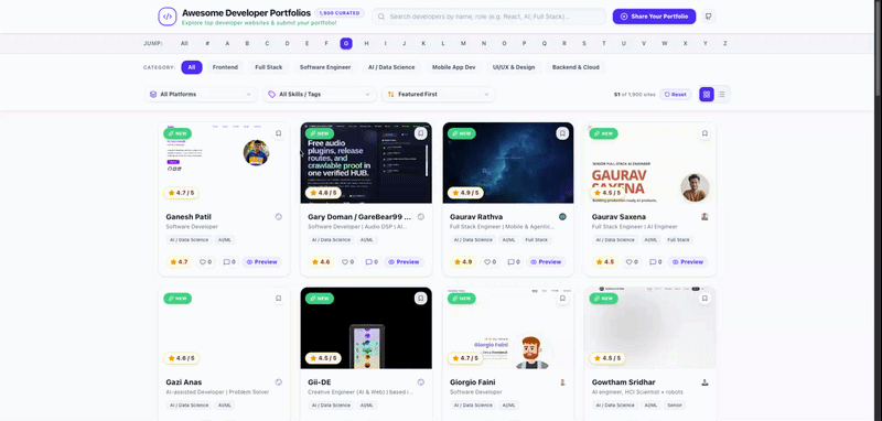 Awesome Developer Portfolios Live Demo