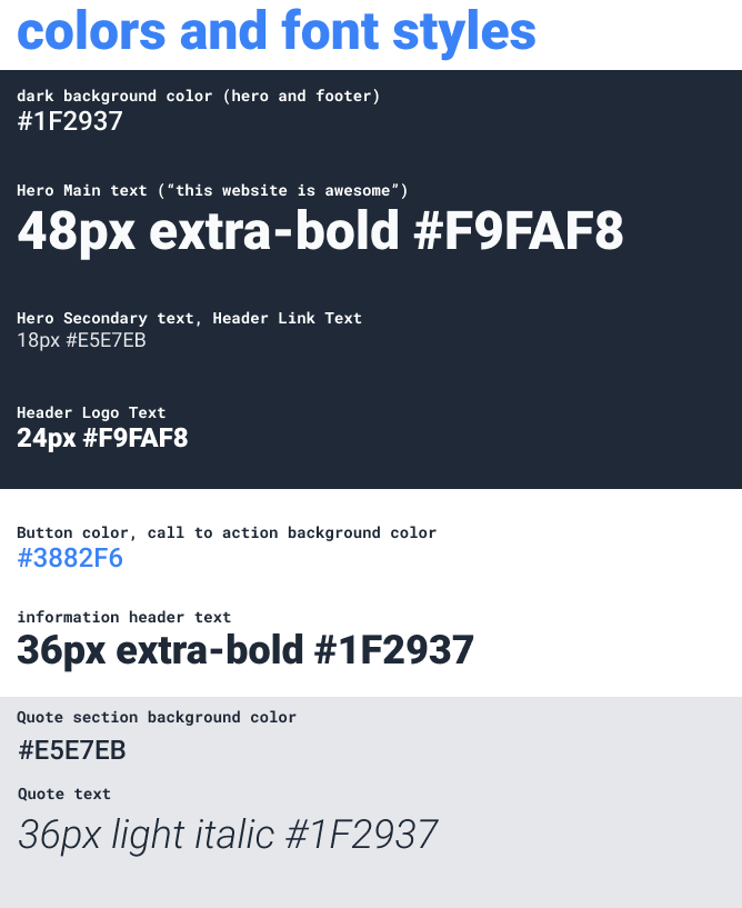 Text and fonts specification